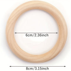10pcs 80mm Wooden Rings for Craft Solid Wood Rings for DIY Crafts Jewelry Making