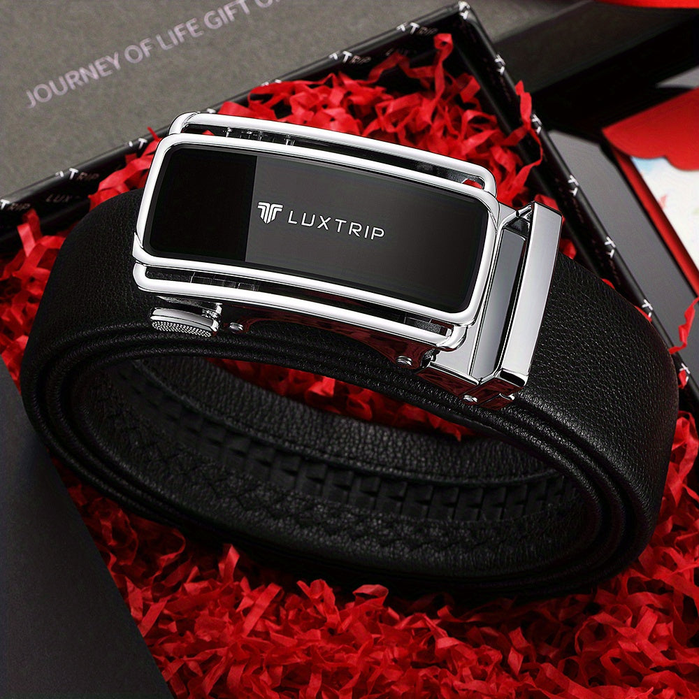 Men's Leather Belt W/ Automatic Buckle Casual 1st Layer Cowhide Belt