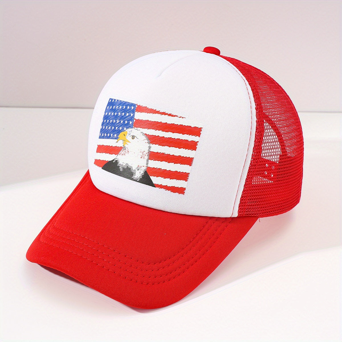 Mens Eagle Print Mesh Baseball Cap