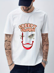 Creepy Clown Print Men's Graphic Crew Neck T shirt