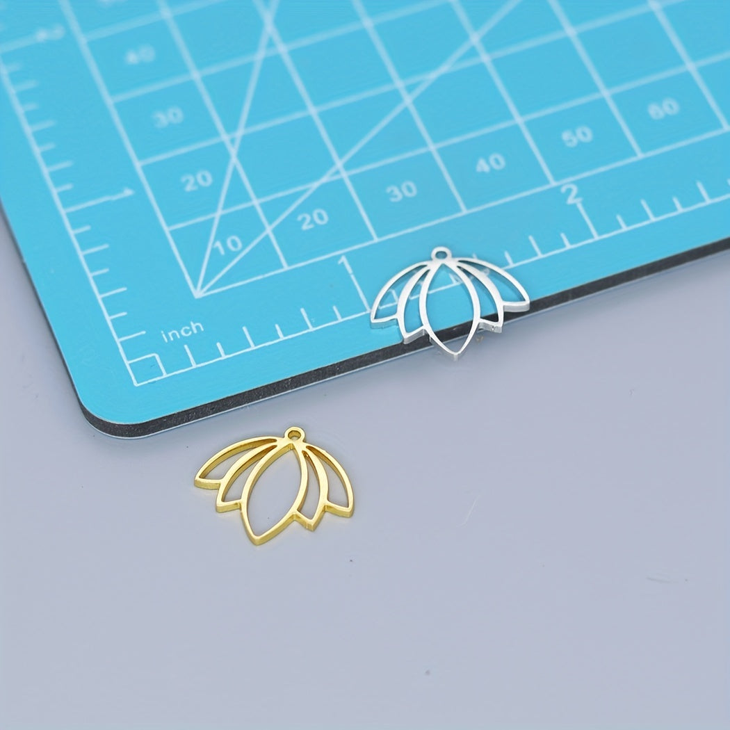 5pcs Flower Lotus Pendants for DIY Jewelry Making