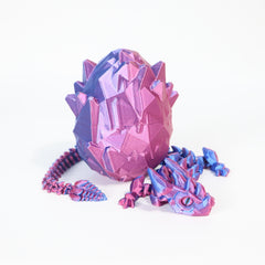 3D Printed Crystal Dragon Egg Set - Dragon with Articulation & Real Eyes