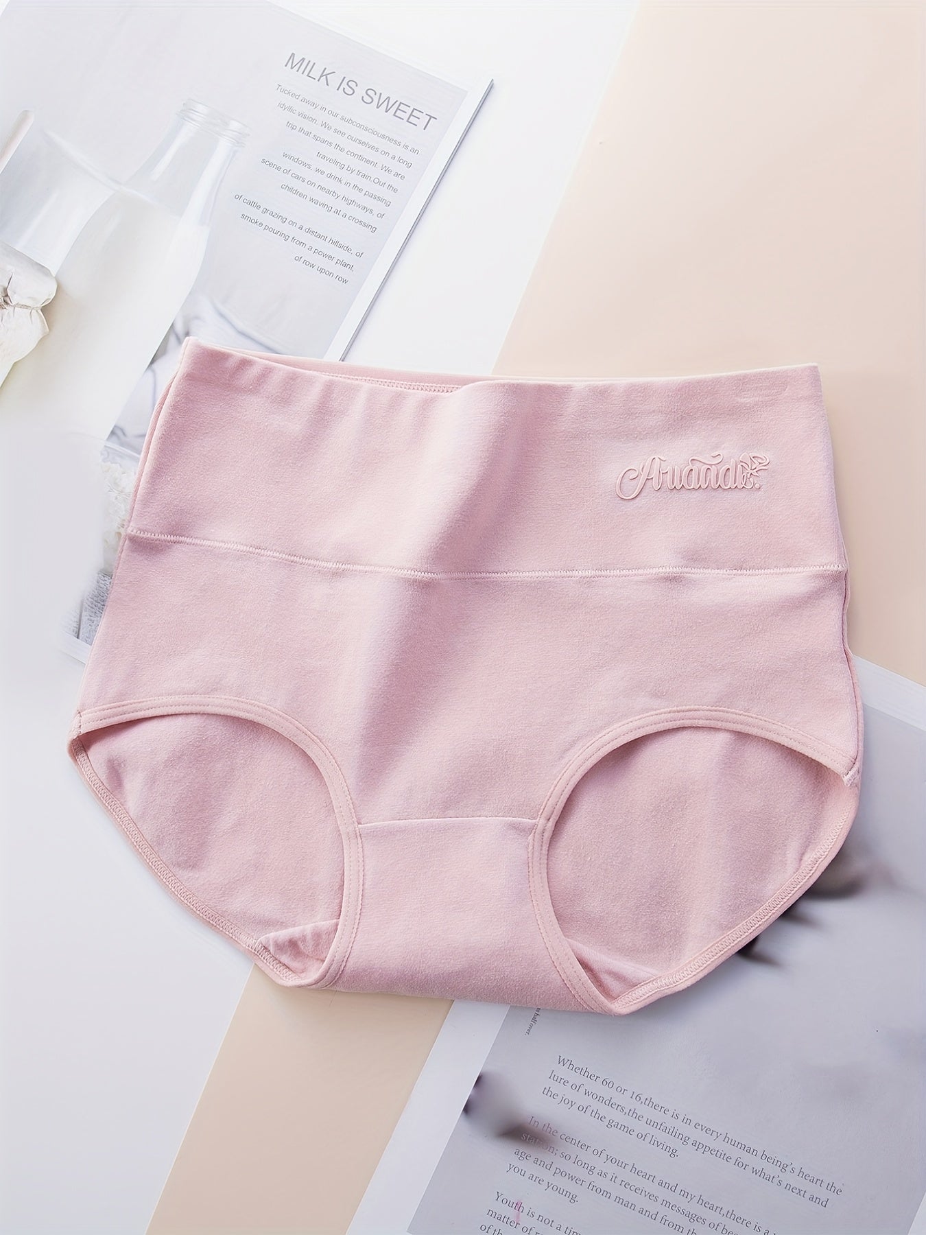 4pcs High Waist Stretchy Panties Breathable Solid Briefs