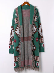  Southwestern Print Long Sleeve Open Front Cardigan