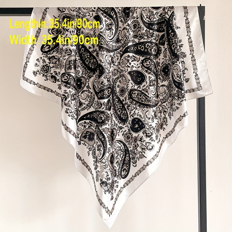 Paisley Print Pattern Silk Feeling Headscarf 89 92cm