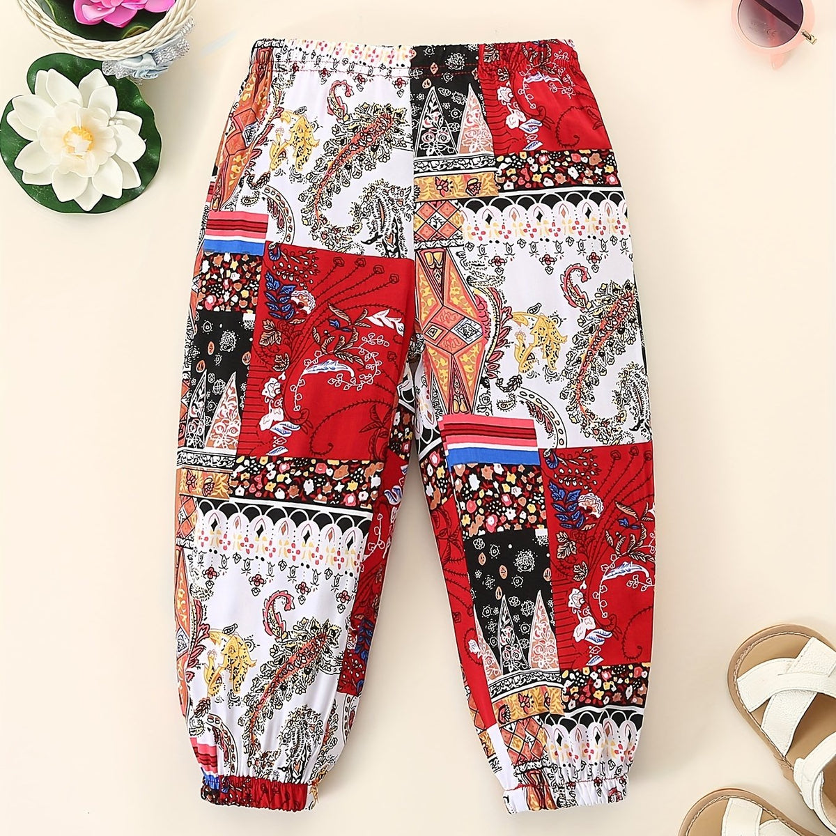 Girls Ethnic Style Summer Rayon Casual Ankle Pants