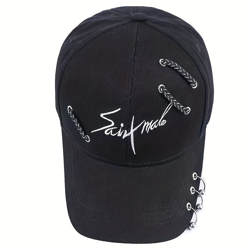 Hip Hop Couple Baseball Cap Embroidery Ring Decor Unisex Sun Hat