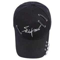 Hip Hop Couple Baseball Cap Embroidery Ring Decor Unisex Sun Hat