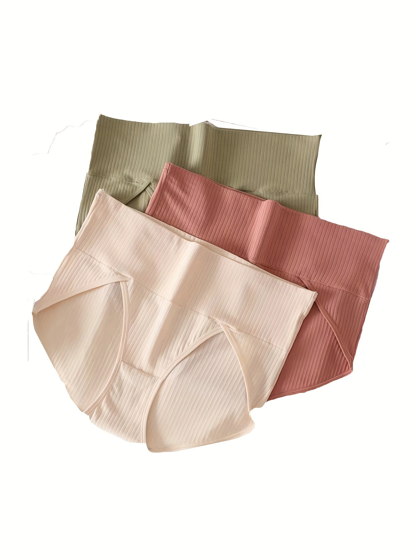 3 Pack Ribbed High Rise Tummy Control Panties Set