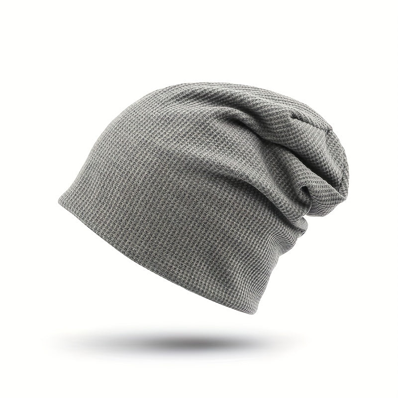 Embossed Solid Lightweight Slouchy Skull Cap Unisex Couple Knitted Beanies