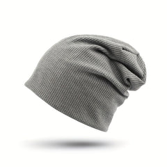 Embossed Solid Lightweight Slouchy Skull Cap Unisex Couple Knitted Beanies