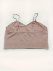 2pcs Solid Cami Crop Tops V Neck Backless Slim Fit Top Women