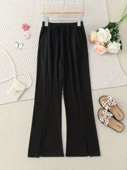 Girls Solid Loose Wide Leg Flare Pants