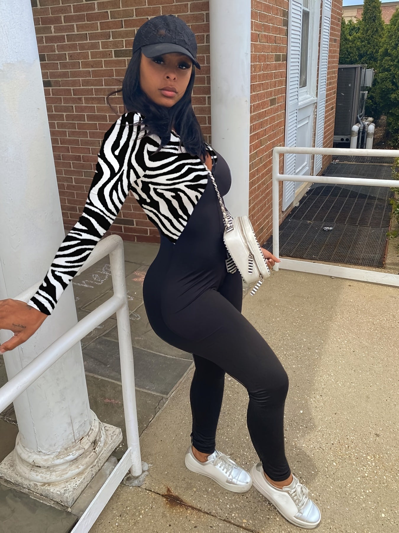 Sexy V Neck Long Sleeve Bodycon Jumpsuit