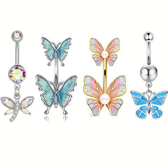 4PC Bee Navel Bar Pack Cz Belly Ring Set Women Belly Button Piercing