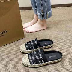 Women's Letter Pattern Sandals Slip On Round Toe Thick sole Espadrilles Shoes
