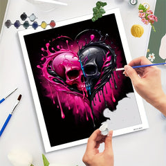DIY Paint by Numbers Kit Heart Skull Ideal Gift for Home Wall Decor