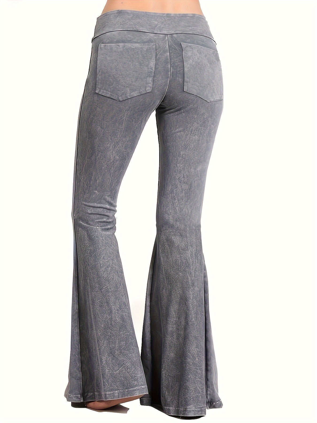  Denim Print Flare Leg Pants