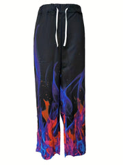 Skull Pattern Wide Leg Pants Men s Street Style Casual Allover Print