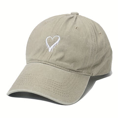 Vintage Love Heart Embroidery Baseball Cap Curved Brim Dad Hat