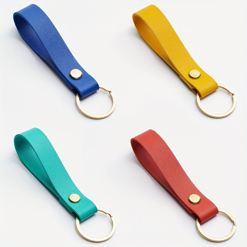 Stylish Leather Keychain For Men Solid Concise Key Chain Keyring
