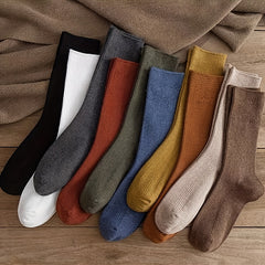 10 Pairs Women's Solid Mid Tube Socks Comfy & Breathable Stockings