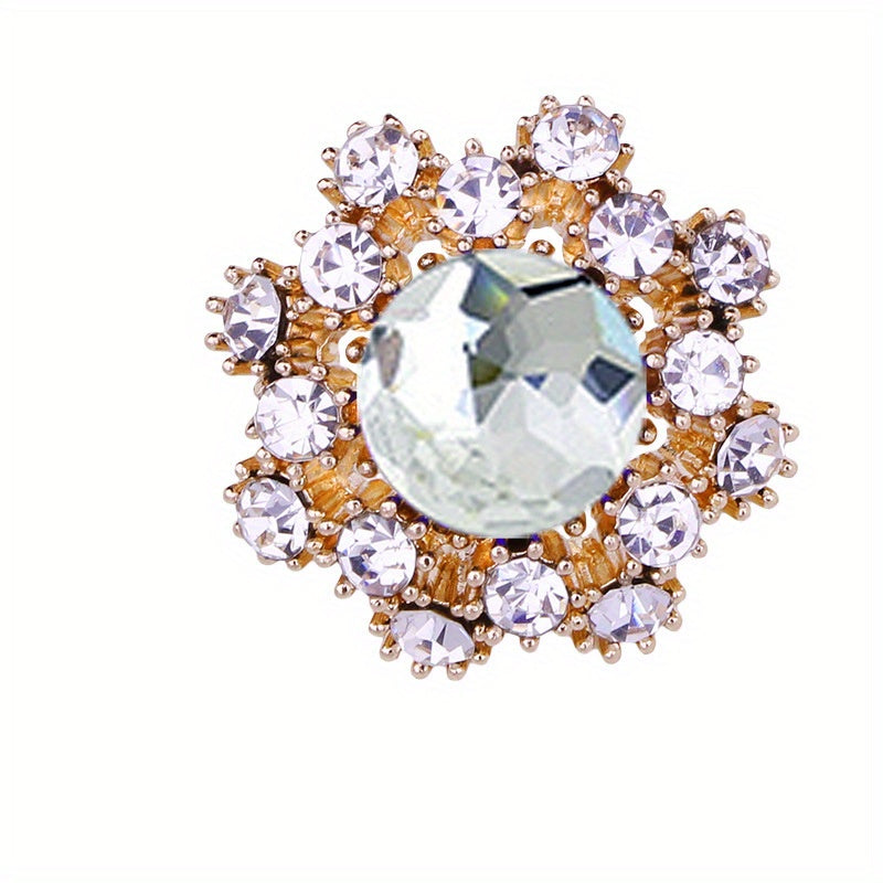 Mini Snowflake Brooch Men's Suit Collar Pin Red Rhinestone Flower