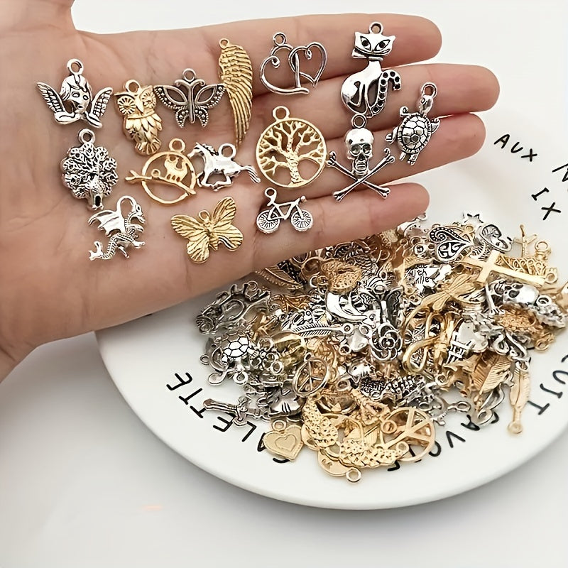 30-60pcs Alloy Silver Pendant Vintage Charms Bulk for DIY Jewelry Making