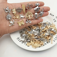 30-60pcs Alloy Silver Pendant Vintage Charms Bulk for DIY Jewelry Making