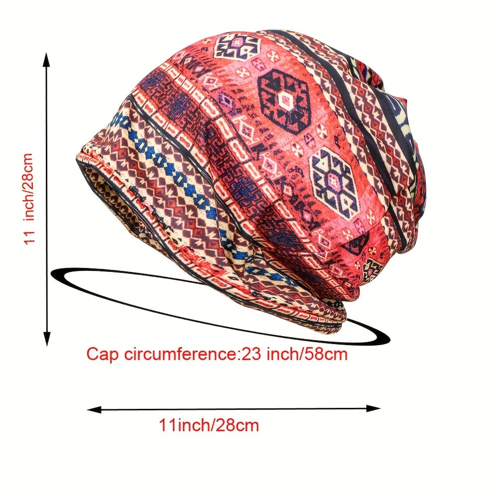 Boho Print Thin Slouchy Beanie Lightweight Chemo Cap