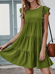  Ruffle Sleeve Smock Dress