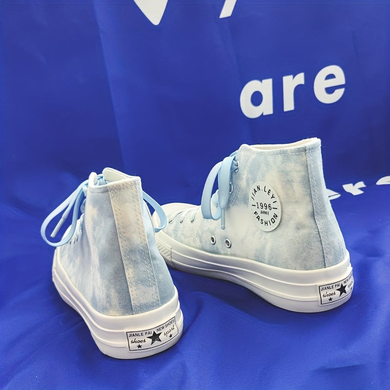 Women's High Top Canvas Lace Up Sneakers for Walking and Skating