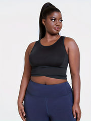 Sports Bra Women's Plus Solid Tie Back Medium Stretch