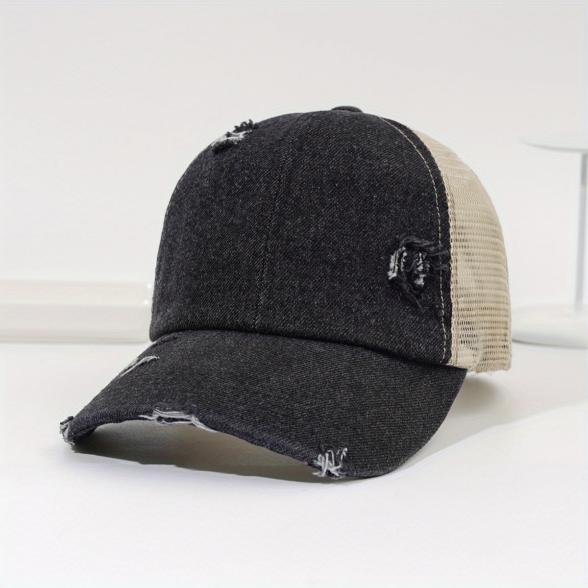 Leopard Print Ponytail Trucker Hat Dad Cap for Women