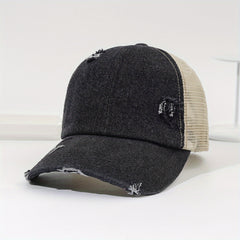 Leopard Print Ponytail Trucker Hat Dad Cap for Women
