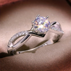 Men's Silver Alloy Ring With Artificial Diamond Engagement