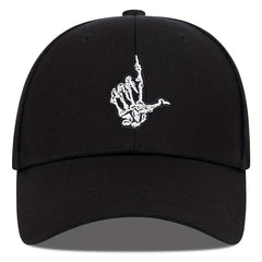 Skeleton Gesture Embroidery Baseball Cap Adjustable Sunscreen Dad Hat