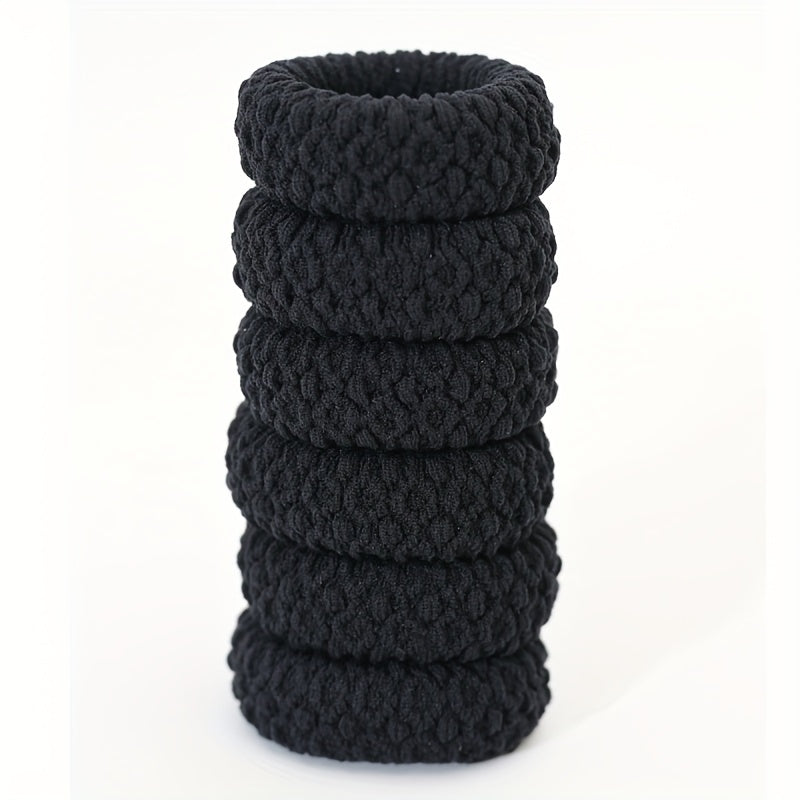 6pcs Thick Seamless Hair Ties Wide Elastic Ponytail Holder Scrunc