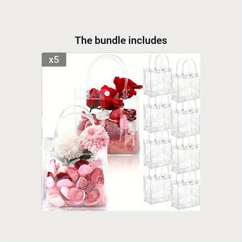 10pcs Reusable Clear PVC Gift Bags With Handles, Various Occasions