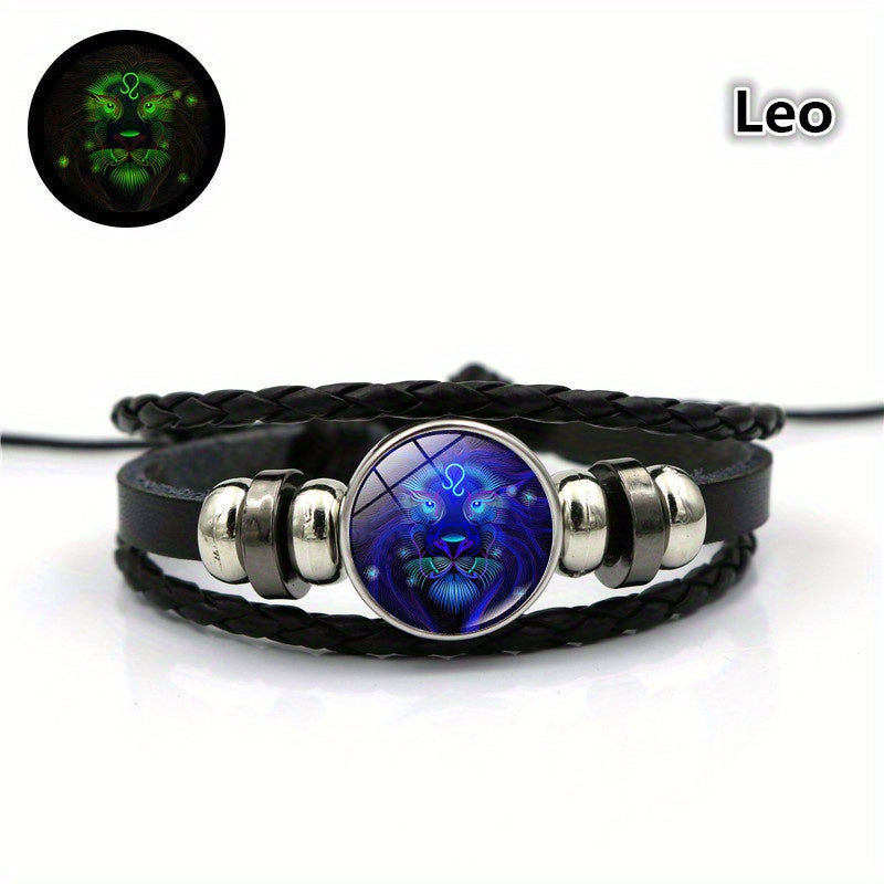 Luminous 12 Constellation Couple Bracelet Multilayer Beaded Braided