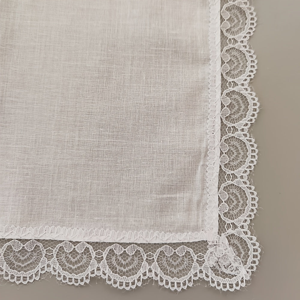 6pcs Lace Trim Handkerchief Set for Wedding Decoration DIY
