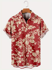 Floral Print Casual Short Sleeve Hawaiian Shirt for Men
