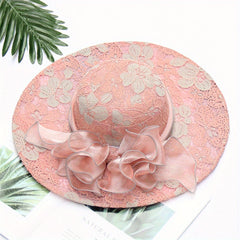 Lace Flower Sun Hat Embroidery Organza Derby Church Hats