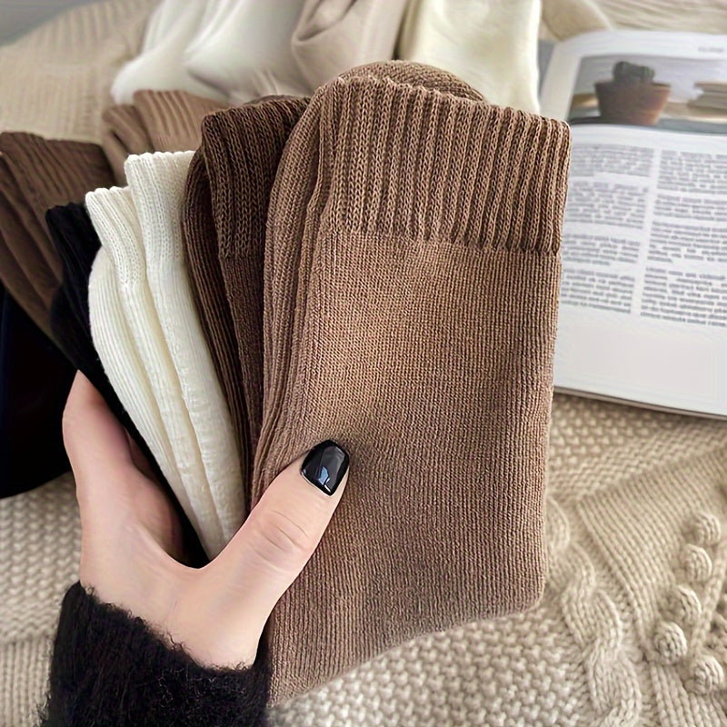 6 Pairs Ribbed Mid Tube Socks Women's Stockings
