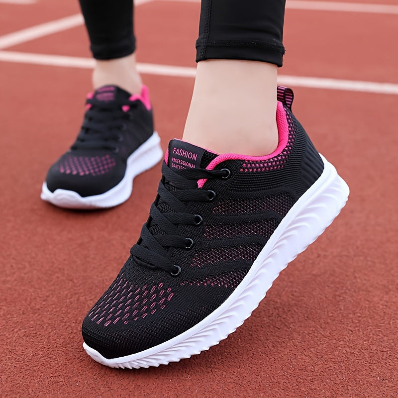 Mesh Flying Woven Running Shoes Lace Up Soft Sole Sports Shoes Women's