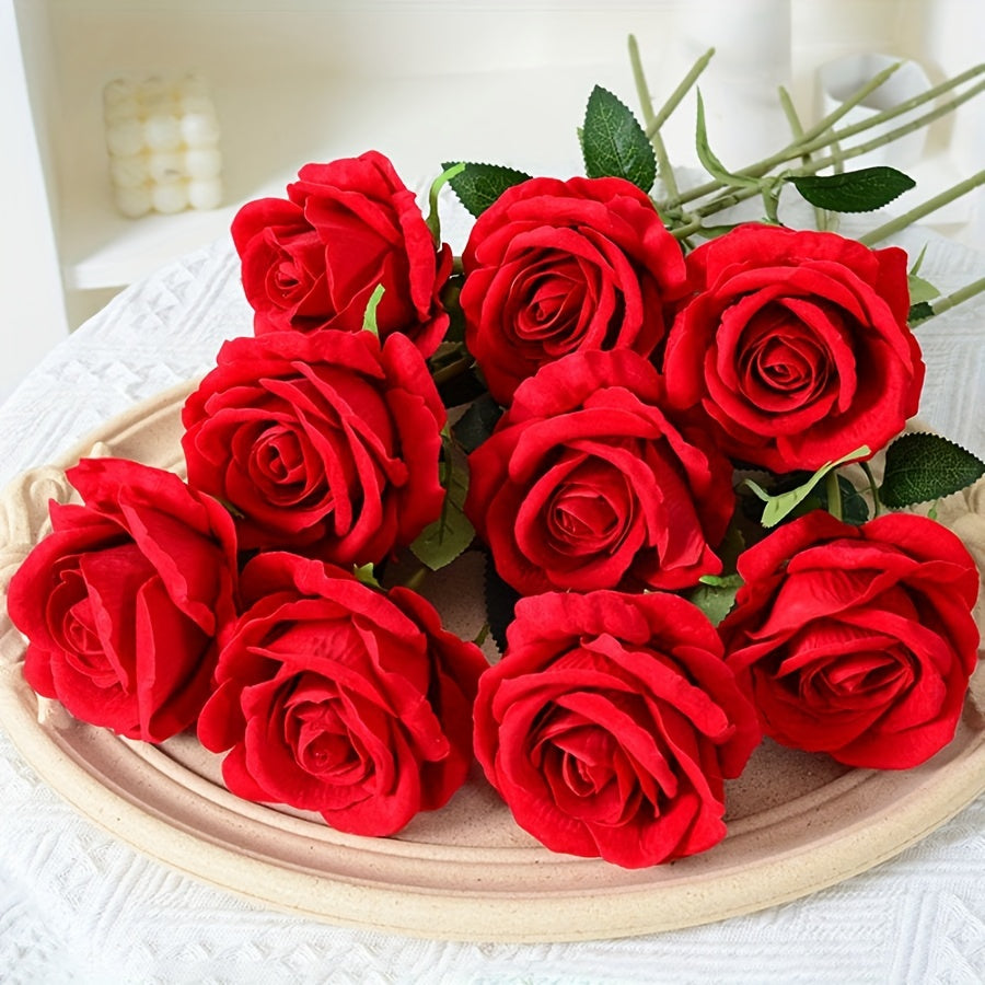 Simulated Velvet Artificial Rose Flower For Wedding Decoration