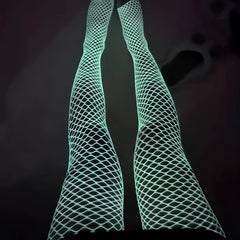 Glow In The Dark Fishnet Tights for Women 0XL-2XL