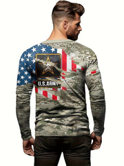 Camouflage Print Men's Long Sleeve Tee for Autumn
