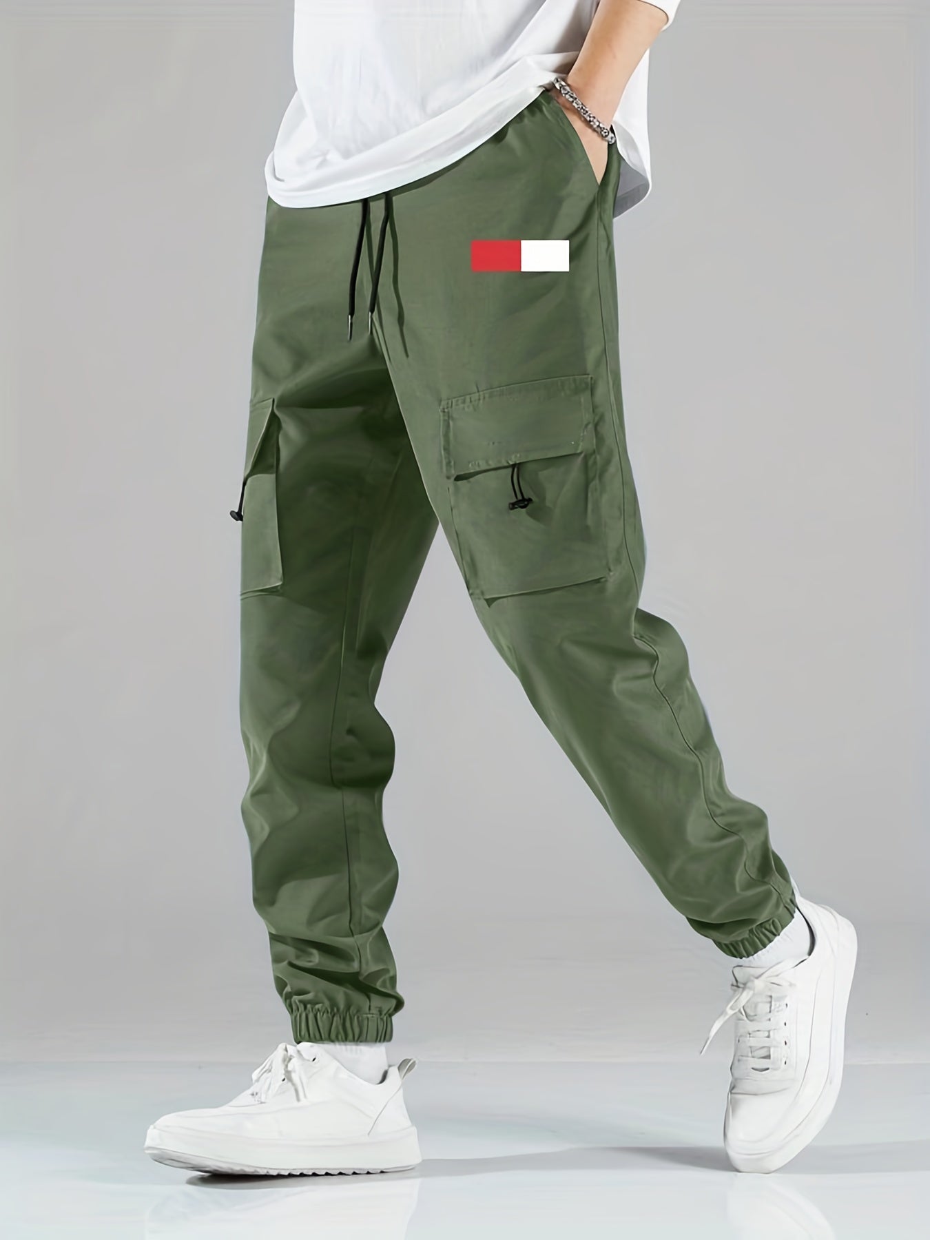 Men's Cargo Pants Flap Pocket Loose Casual Trousers