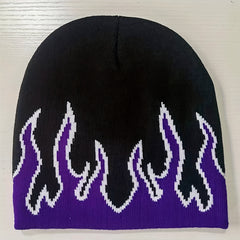 Y2K Flame Jacquard Beanie Unisex Hip Hop Knit Hat
